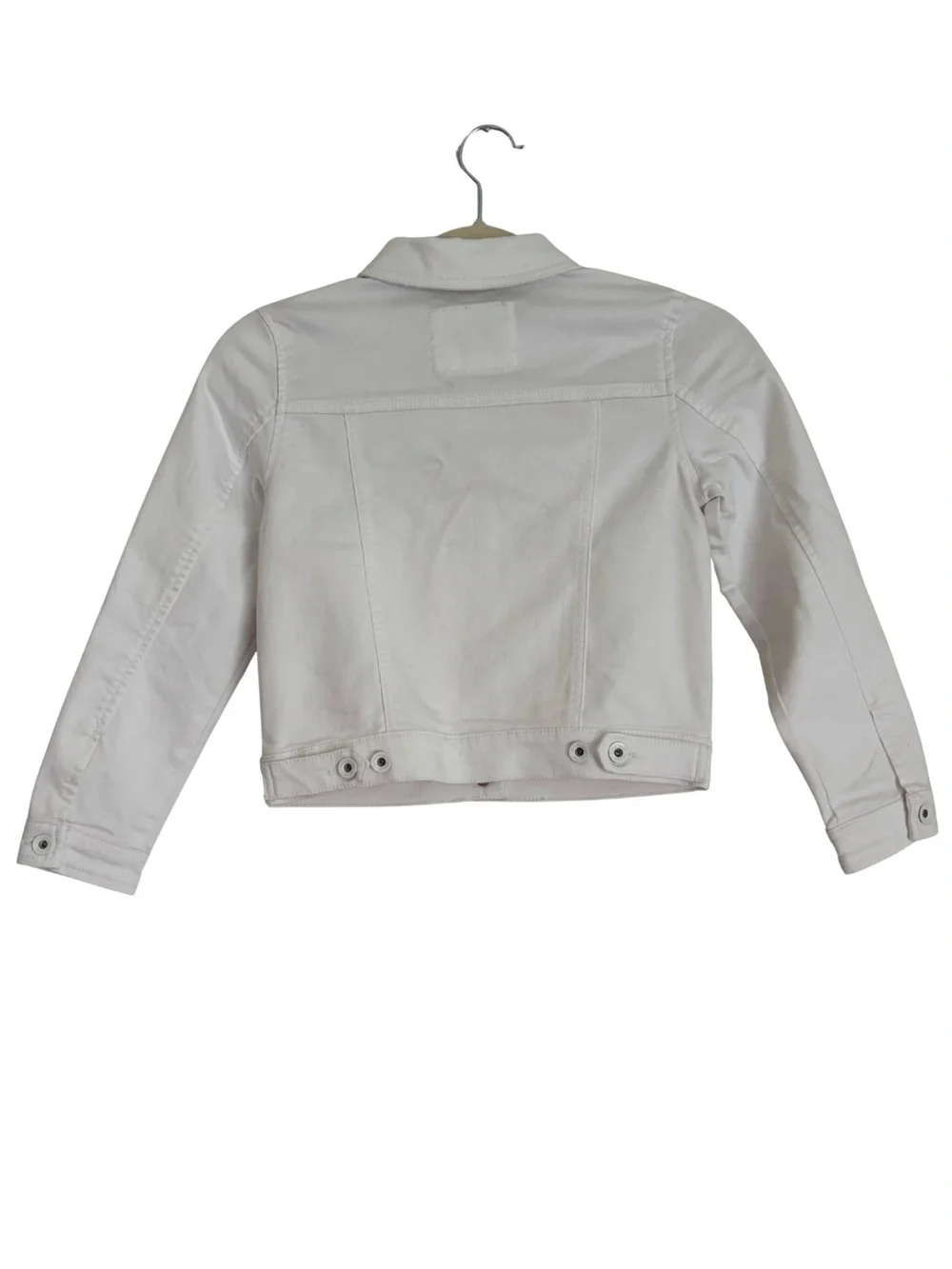 Vineyard Vines Girls' White Denim Jacket with Subtle Pink Logo